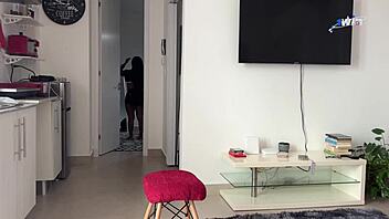 Stepsister moans horny taking huge creampie load deep