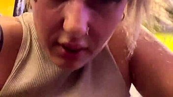 Gym sweat soaks see-through shirt teasing wet pussy curves