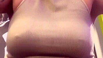 Gym sweat soaks see-through shirt teasing wet pussy curves