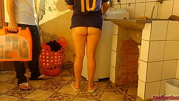 married housewife pays washing machine tech with her wet pussy bareback