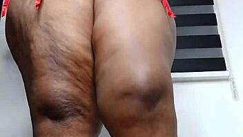 Thick hotwife shakes big ass in red lingerie, teases pussy closeup 😍🔥