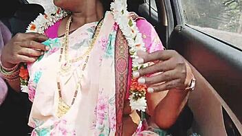 desi aunty moans dirty in steamy car hardcore fuck