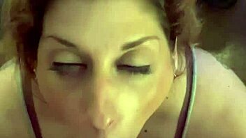 Sexy milf wife devours hubby's throbbing cock deep until massive cum explosion