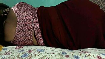 sanjana shows off her juicy ass curves in that tight maroon saree