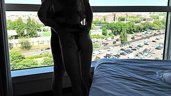 Girlfriend cheats bending over riding stranger's cock moaning