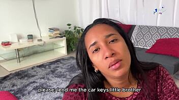 Stepsister moans horny taking huge creampie load deep