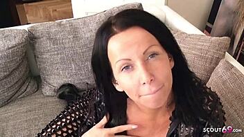 german milf begs stepson's hot cum all over face