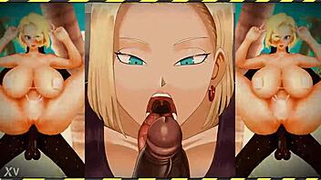 Android 18 with big tits appears in lust factory hmv focused on ass and boobs