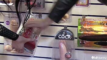 curvy busty british milfs test every huge vibrator in sex shop frenzy