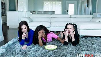 Lucky Huge Cock Ignites Movie Night Passion