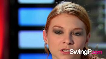 Two swinger babes in black lace dive into orgy fun