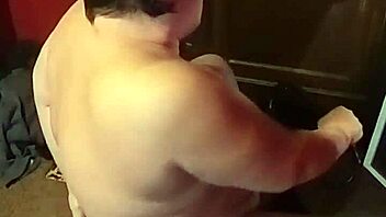 big ass milf orgasms wildly on vibrating dildo chair ride