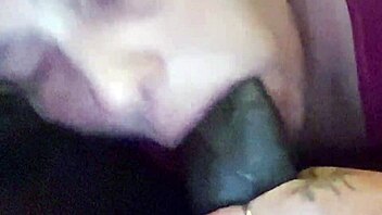 Watch me worship his huge cock with sloppy deepthroat and cum swallow