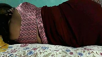 sanjana shows off her juicy ass curves in that tight maroon saree