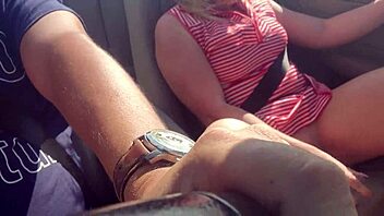 blonde squirts dildo fucking highway convertible ride