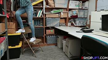 A sexy busty teen gets fucked by mall cop