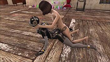 fallout 4 hentai teen lesbians fuck hard in latex bdsm