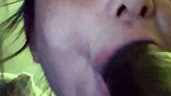 Watch me worship his huge cock with sloppy deepthroat and cum swallow