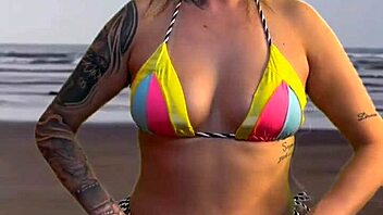 Tanned Beach Babe Teases Hard Bulge Volume