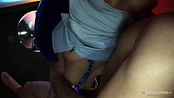 Blonde slut in lingerie begs for big cock cowgirl doggystyle facial cum