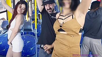 Sexy Skirt Hottie Gets Groped and Creampied on Crowded Bus