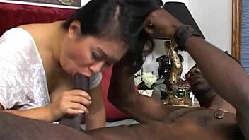 Asian babe, wanna suck this huge black cock interracial?
