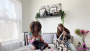 Mature milf's big clit pussy lips devoured in lesbian wet kiss frenzy