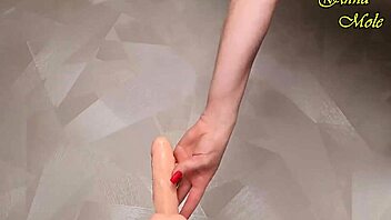 fitness milf in red fishnets rides dildo hard to juicy orgasm