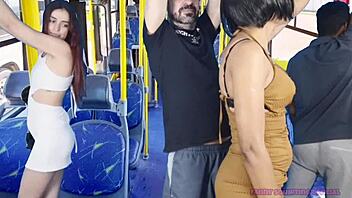 Sexy Skirt Hottie Gets Groped and Creampied on Crowded Bus