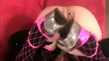 Shemale devours her own throbbing cock deeply