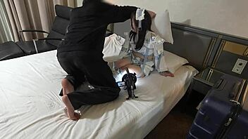 Runa gets creampied hard in sexy cyber maid outfit!