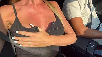 French milf deepthroats taxi driver swallows cum publicly