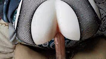 passionately sliding deep into her huge oiled ass as she moans wildly begging for more