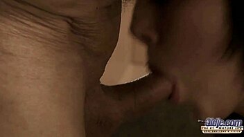 old hairy pussy milf rubs gramps cock then swallows his hot jizz