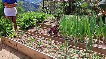 sexy colombian milf thief fucked outdoors on ranch big tits wet pussy pounded by owner