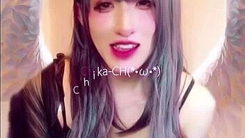 shemale angel streams masturbation with budding crotch