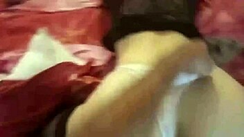 sexy french amateur in satin lingerie rims and licks during clothed fuck