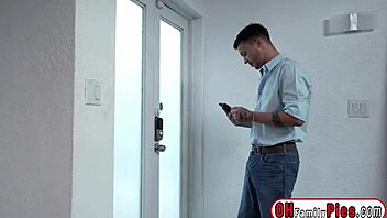 stepbro catches gia ohmy masturbating and jerks big cock on her tits 😈💦