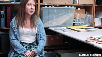 Shoplifter Lindsay Lee Sucks Off Officer Jacks for Pussy Pounding