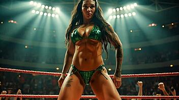 Amazon Wrestler Flexes Huge Muscles Dominates Flex