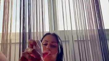 watch me suck this dildo while dirty talking homemade orgasms vibrator wet pussy moans toys compilation