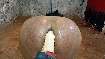 ts plays with huge dildos stretching ass 🍆😈