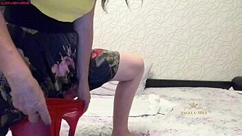 Passionate Brunette Milf Angela Dances Red Pantyhose Seduction