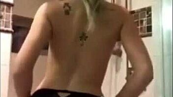 Blonde babe flaunts big tits, juicy ass and perfect shaved pussy close-up.