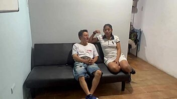 Shy busty babe craves taboo threesome heat