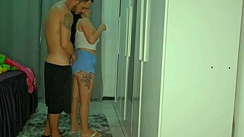 hot babe leaves door open after shower i cant stop staring at her perky tits n firm ass