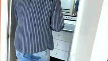 Jeans pulled down as they cumshot deep in my fat ass filling me up