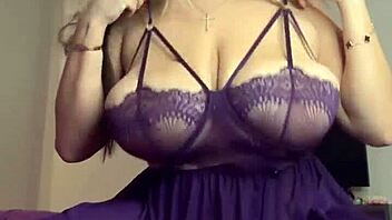 she LOVES GROPING her JUICY BIG NATURAL TITS on bed