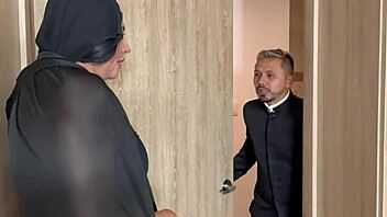 priest pounds horny latina whore's big ass doggystyle missionary facial cumshot!