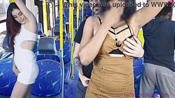 Sexy Skirt Hottie Gets Groped and Creampied on Crowded Bus